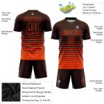 Maglia da calcio personalizzata con stampa sublimatica a righe marroni e arancioni sfumate