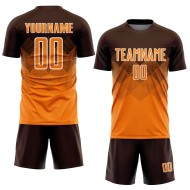 Maglia da calcio personalizzata Brown Bay Orange-White Sublimation Uniform