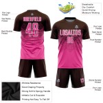 Maglia da calcio personalizzata con stampa a sublimazione marrone rosa-bianca