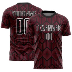 Maglia da calcio personalizzata Crimson Black-White con forme geometriche astratte stampate a sublimazione