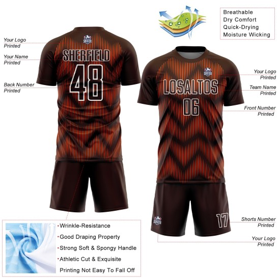 Maglia da calcio personalizzata con stampa a sublimazione marrone arancione-bianca