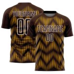 Maglia da calcio personalizzata con stampa a sublimazione marrone oro-bianco