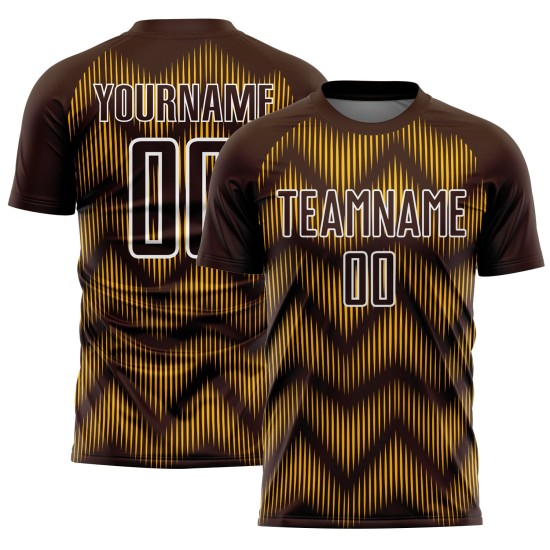 Maglia da calcio personalizzata con stampa a sublimazione marrone oro-bianco