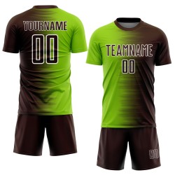 Maglia da calcio personalizzata con stampa a sublimazione, sfumatura verde neon marrone-bianco