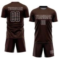 Maglia da calcio personalizzata con stampa a sublimazione di forme geometriche marroni e bianche