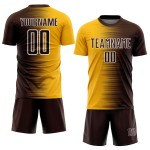 Maglia da calcio personalizzata con stampa a sublimazione con gradiente marrone oro-bianco