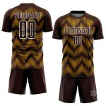 Maglia da calcio personalizzata con stampa a sublimazione marrone oro-bianco