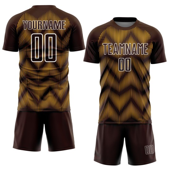 Maglia da calcio personalizzata con stampa a sublimazione marrone oro-bianco