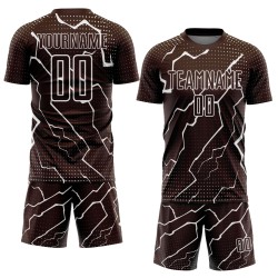 Maglia da calcio personalizzata con sublimazione Brown White Lightning