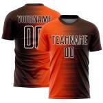 Maglia da calcio personalizzata con stampa a sublimazione con gradiente marrone-arancio-bianco
