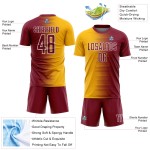 Maglia da calcio personalizzata con stampa a sublimazione Crimson Gold-White Gradient Line