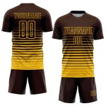 Maglia da calcio personalizzata con stampa sublimatica a righe gialle e marroni
